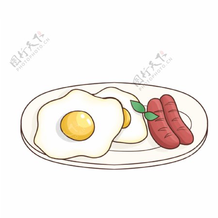 可爱温馨早餐荷包蛋热狗插画