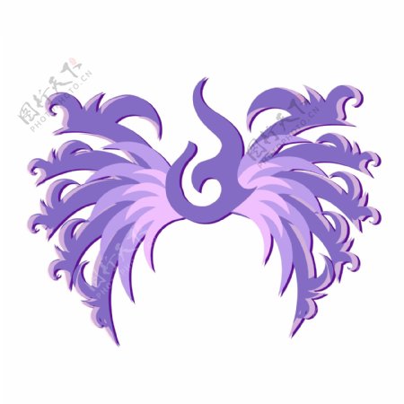 紫色系简约翅膀图腾矢量图案元素