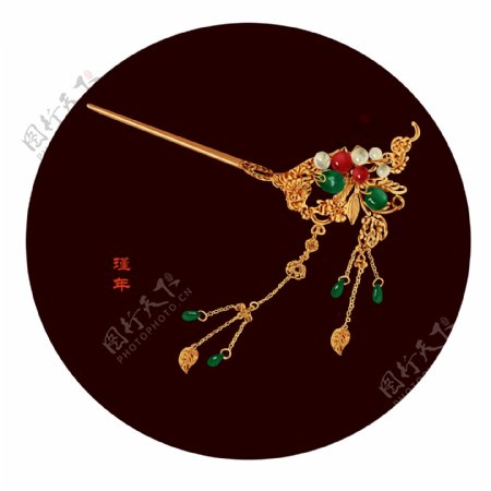 中国珠宝传世之美手绘中国风发簪簪花集锦年