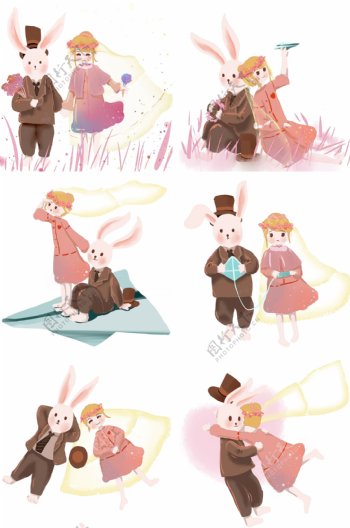 兔子先生和粉色连衣裙女孩的梦幻系列