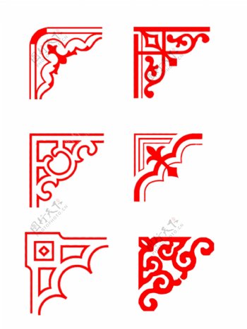 中式边角花纹图案复古