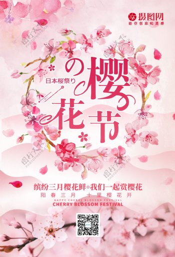 粉色樱花季海报
