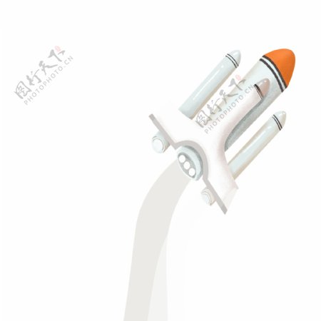 卡通手绘发射的火箭插画设计