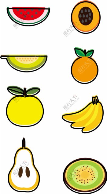 卡通可爱矢量水果图标图形元素1