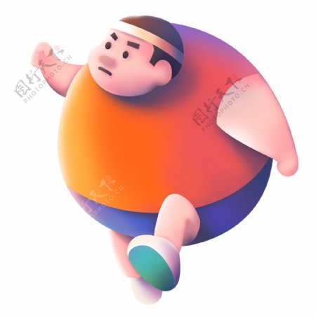 胖子运动健身插画