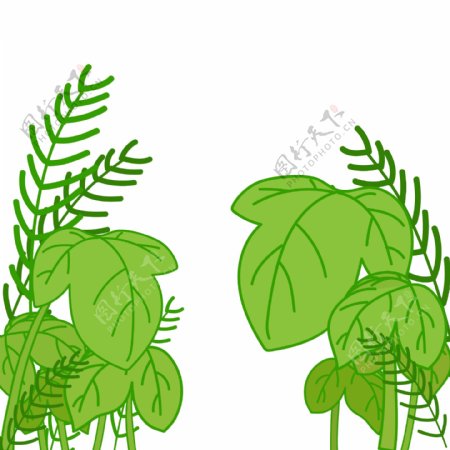 绿色植物叶子矢量卡通