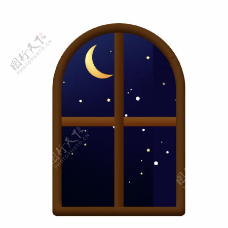 夜晚窗户装饰图案