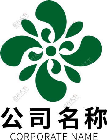 绿色矢量浪漫花瓣花朵标志logo