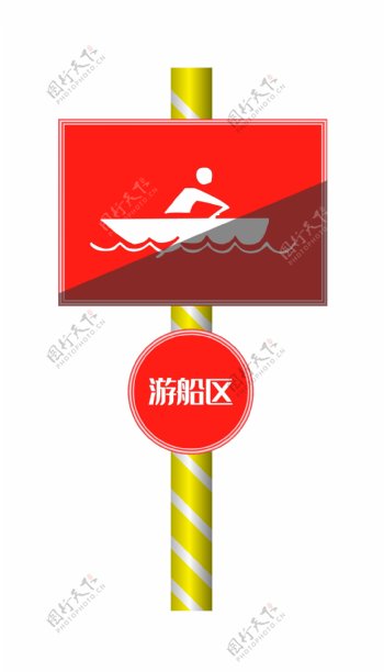 红色游船区警示牌