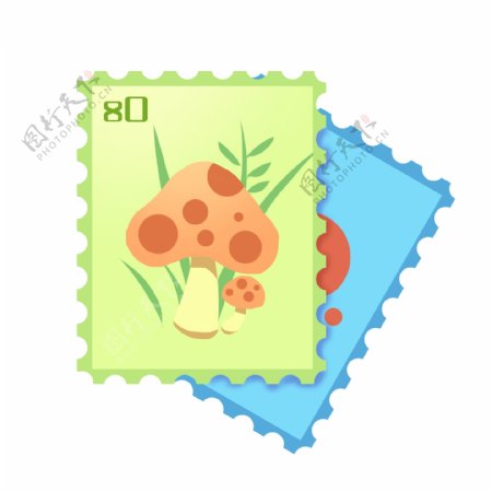 绿色蘑菇邮票