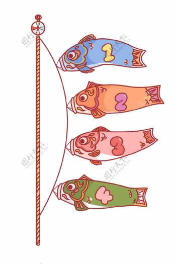 卡通鱼类装饰插图