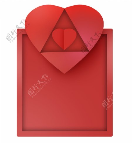 红色立体折纸心文本框