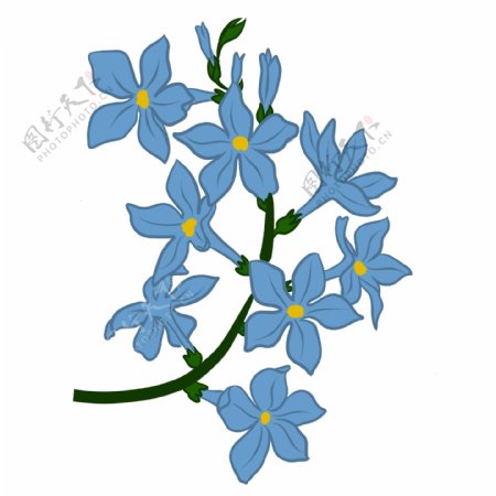弯曲蓝色花朵