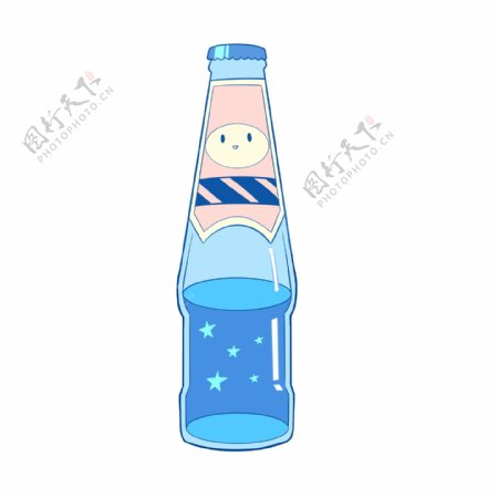 蓝色图案啤酒瓶