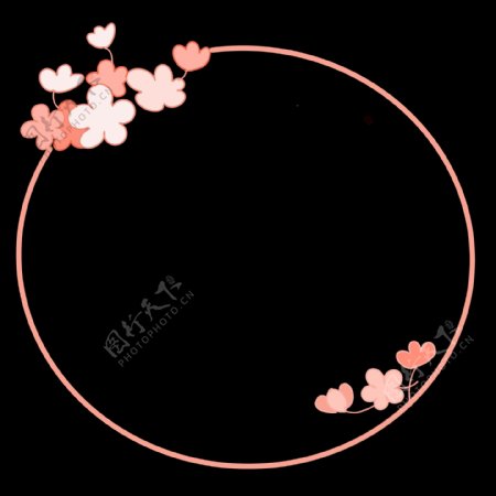 圆形的粉色花朵边框