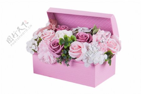 礼盒装粉色鲜花礼物