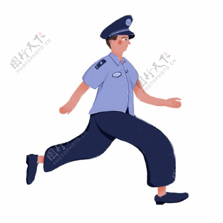 奔跑的卡通警察