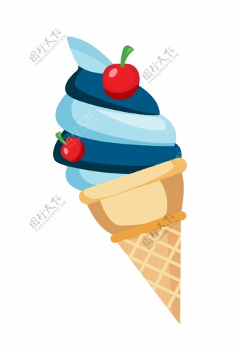 小吃冰淇淋的插画