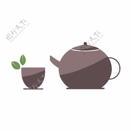 咖啡色的茶壶插画