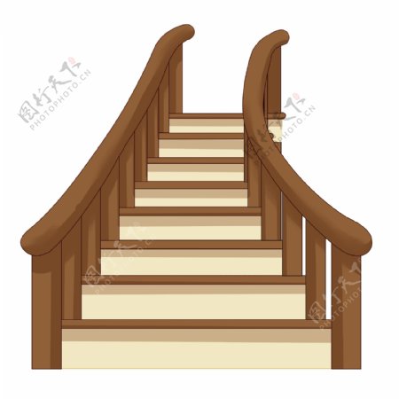 木质的楼梯阶梯插画