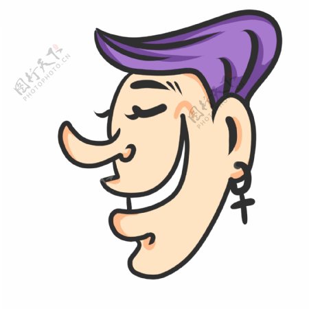 紫头发女孩笑脸插画