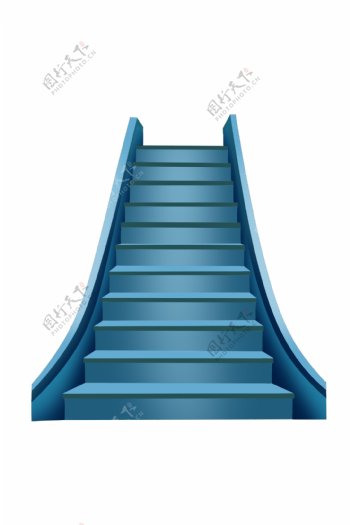 精致的蓝色楼梯插图