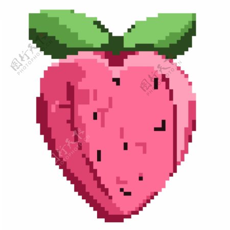 粉色的像素草莓插画