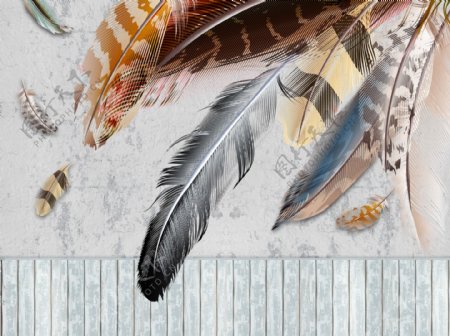 北欧时尚羽毛背景墙