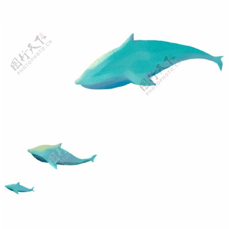 卡通清新蓝色鲸鱼透明素材