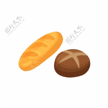 食物两种面包矢量元素