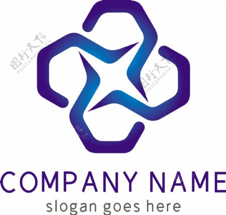 蓝色莲花图形科技地产logo