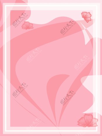 粉色康乃馨点缀背景粉白色边框相框免抠图