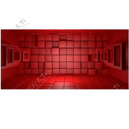 红色室内方格空间