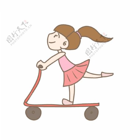儿童节滑板车小女孩PNG