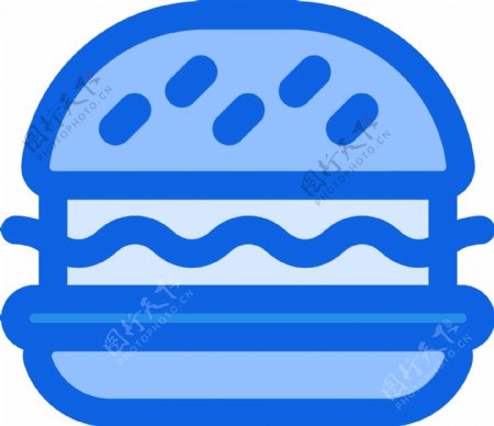 蓝色美味汉堡图标