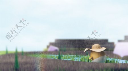 谷雨节气户外风景插画背景