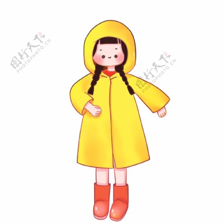 小清新可爱穿着雨衣的女孩