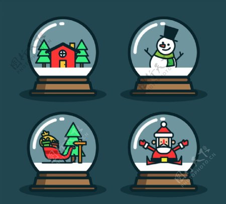 4款可爱圣诞雪花玻璃球