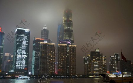 上海浦东建筑的夜景