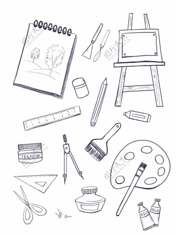 手绘铅笔简约可商用绘图工具用品设计元素