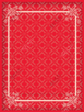 红色喜庆欧式花纹边框背景