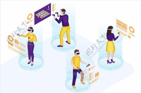 VR虚拟现实概念插画