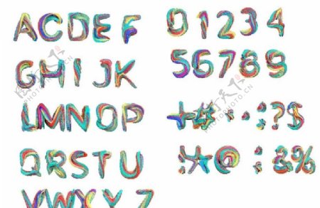 数字字母符号油漆渐变线条立体色