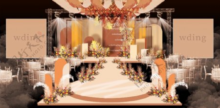 秋色系橘色婚礼迎宾区效果图设计