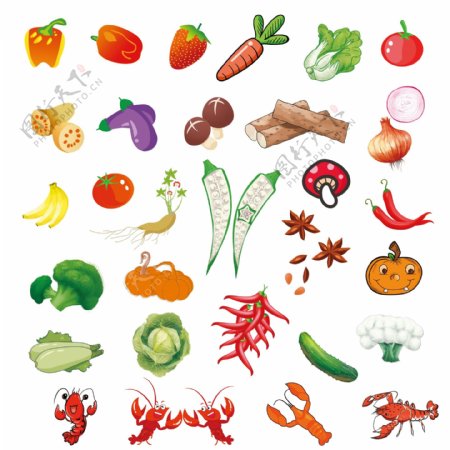 蔬菜水果矢量墙贴设计素材