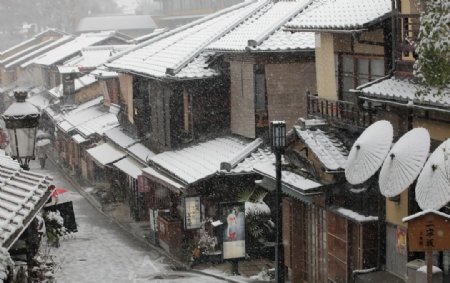 城市街道大雪建筑风景