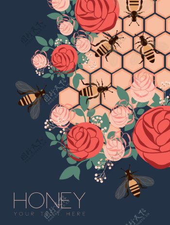 创意蜜蜂和玫瑰