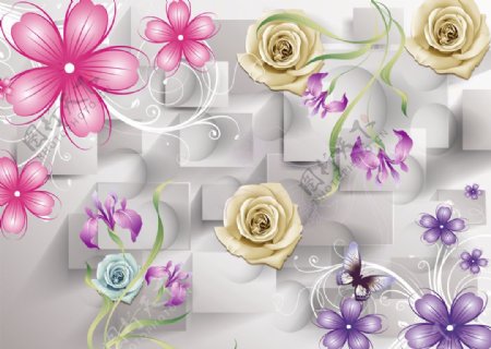 3D花朵背景墙