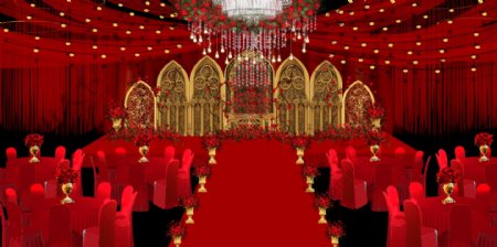 红色欧式婚礼效果图