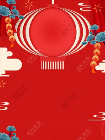 元宵节中国风红色背景素材